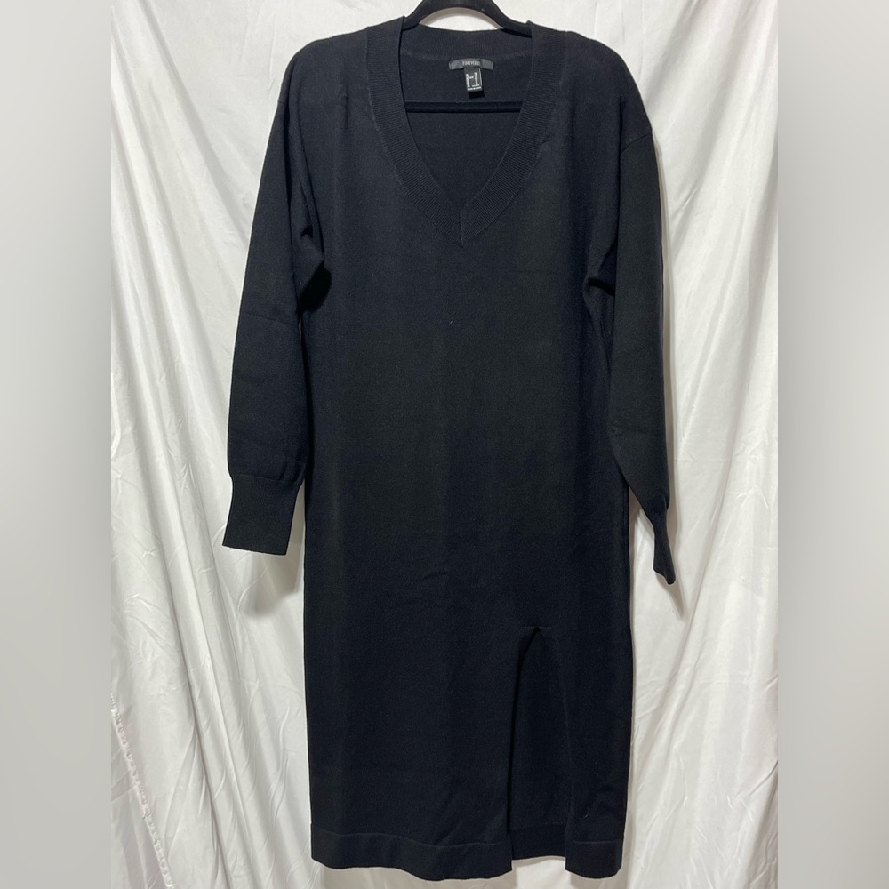 Forever 21 Black V-Neck Sweater Dress